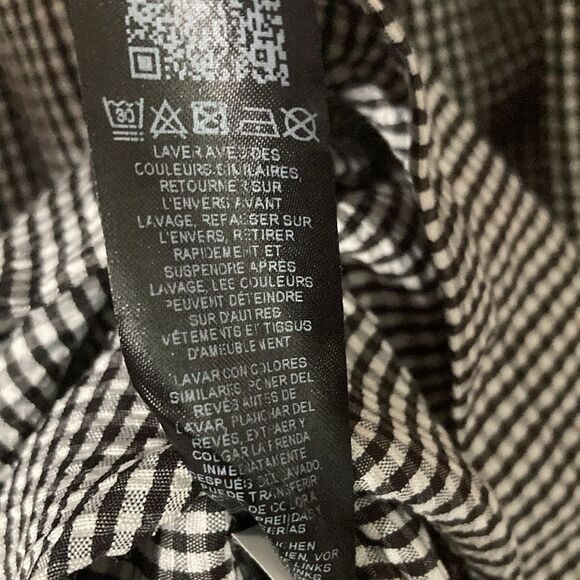 ASOS DESIGN gingham black white v-neck wide leg long sleeve smock jumpsuit 0P - Picture 5 of 9